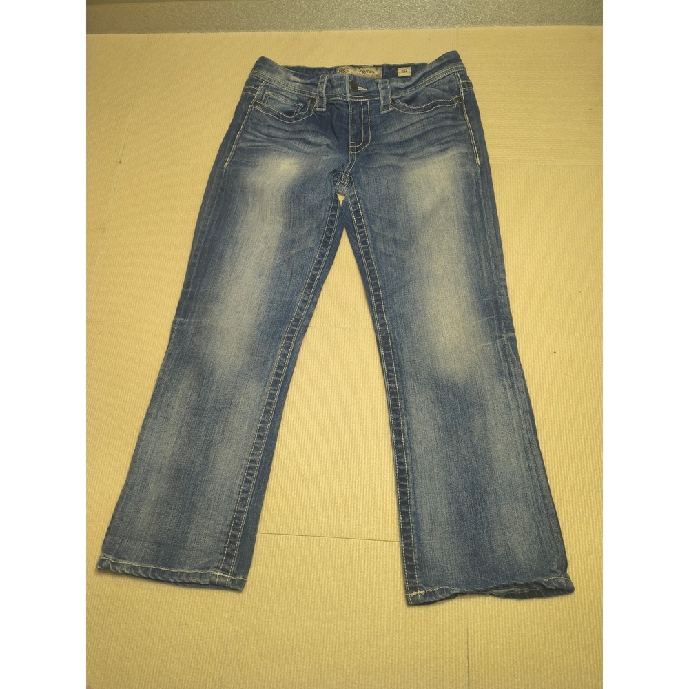 BKE Payton Women 29 Medium Wash Bootcut Jeans Embroidered Thick Stitch Denim